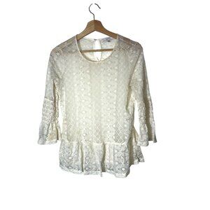Ro&de Womens Lace Peplum Top White Size XS